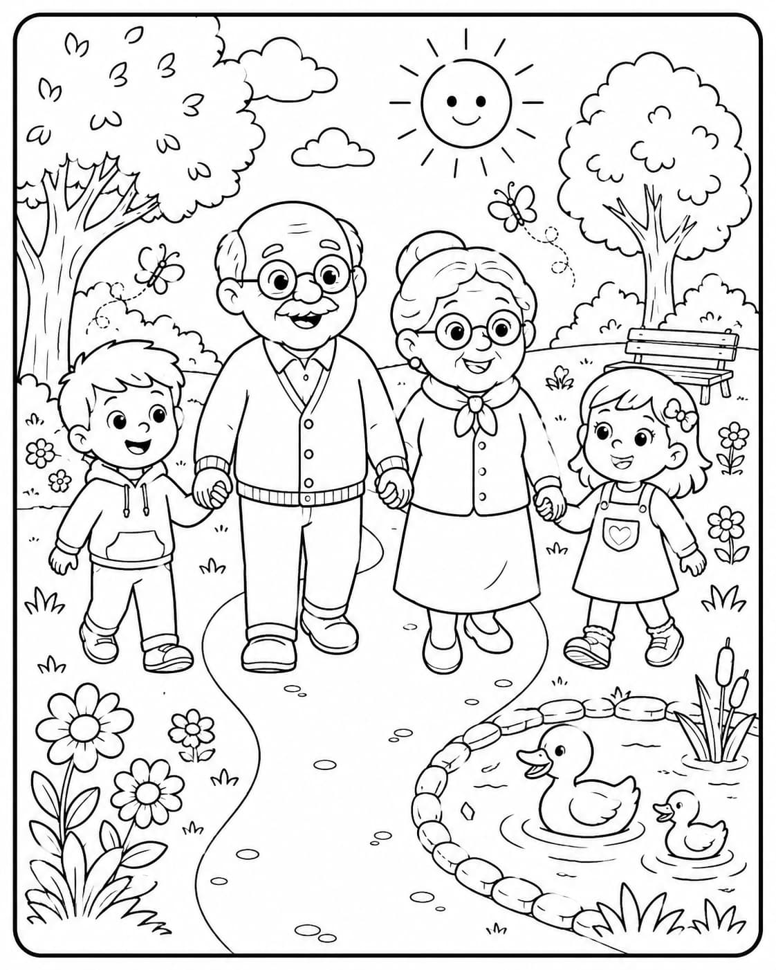 Oma und Opa Motiv 9 als kostenloses Ausmalbild für Kinder